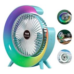 Ventilador veladora Luna RGB  Con batera recargable  3 niveles de velocidad